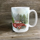 Vintage Red Truck Winter Coffee Mug