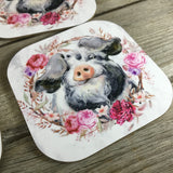 Floral Pig Coasters Set of 4