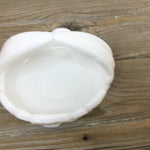 Vintage Westmoreland White Milk Glass Basket Dogwood Flower Pattern Split Handle