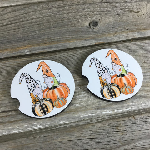 Fall Gnomes and Pumpkins Car Coasters