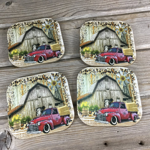 Rustic Farm Coasters Set of 4