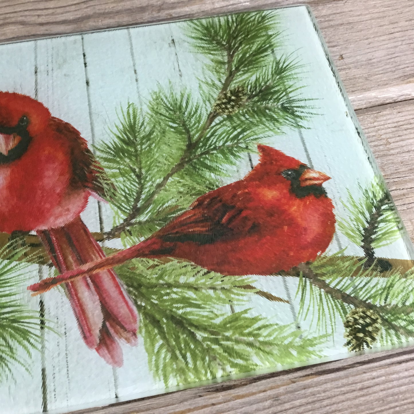 Male Cardinal Glass Cutting Board