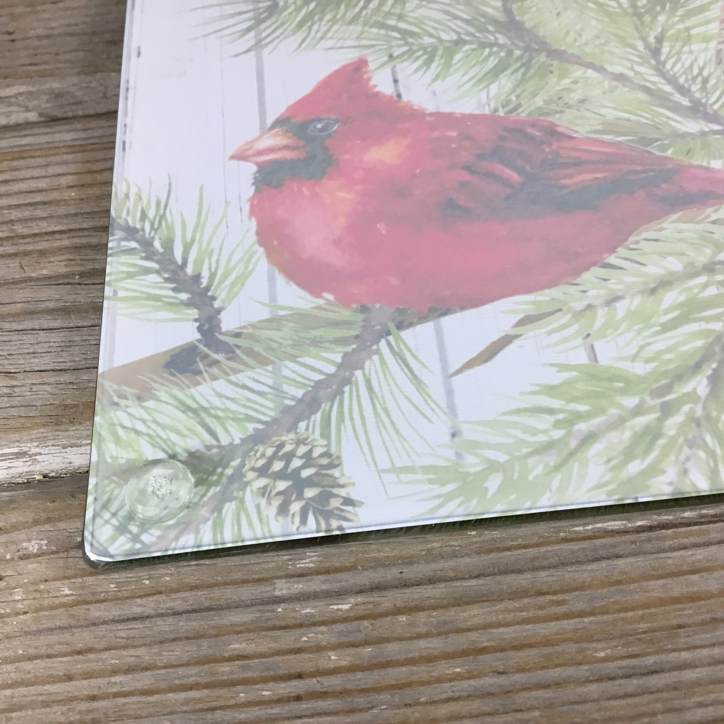 Male Cardinal Glass Cutting Board