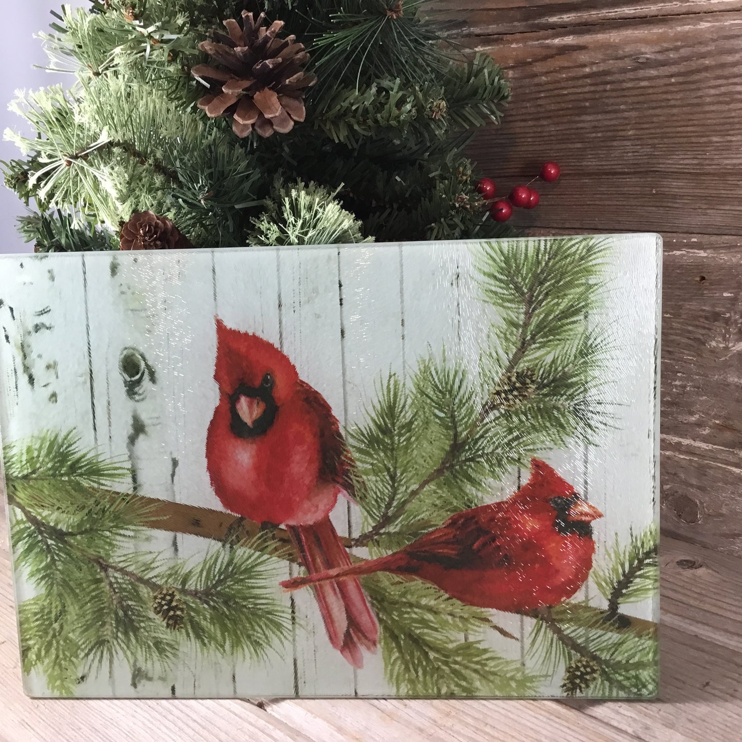 Male Cardinal Glass Cutting Board