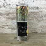 Rustic Happy Fall 20 oz Skinny Tumbler with Lid and Straw
