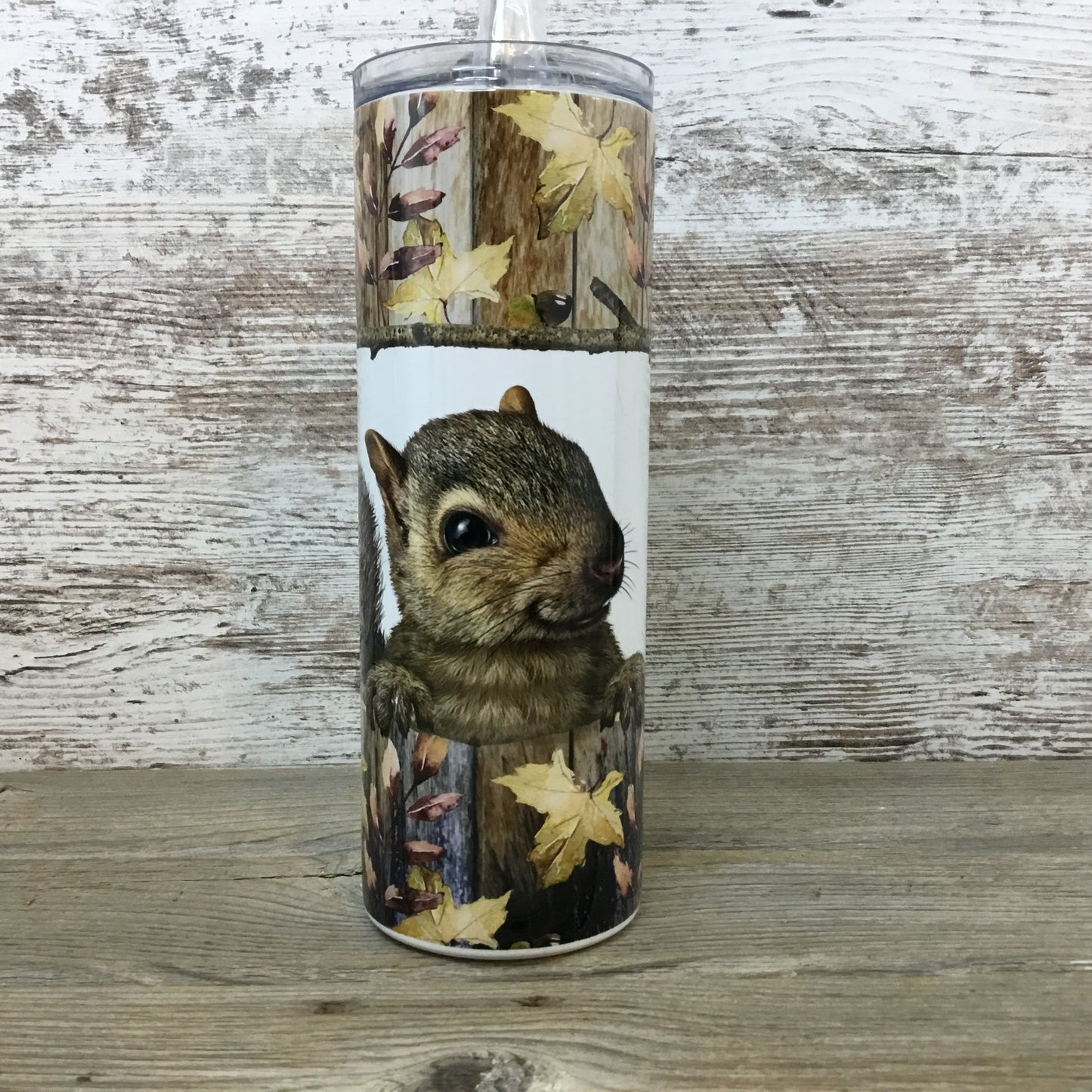 Squirrel 20 oz Skinny Tumbler with Straw & Lid