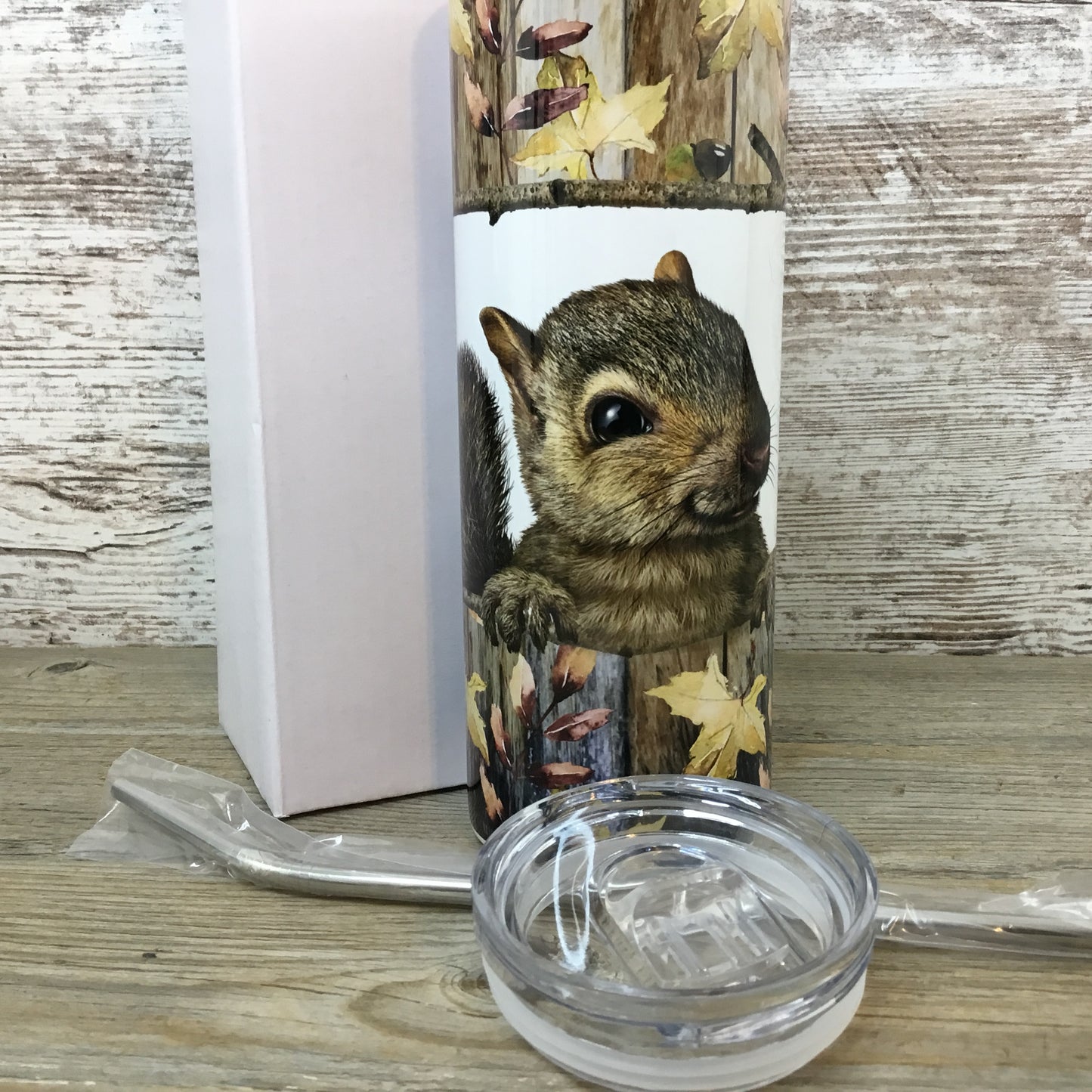 Squirrel 20 oz Skinny Tumbler with Straw & Lid