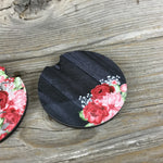 Flowers and Wood Plank Car Coasters