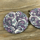 Purple Paisley Car Coasters