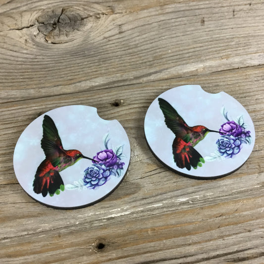 Hummingbird Car Coasters Set of 2