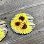 Rustic Sunflower Car Coasters