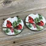 Male Cardinal Car Coasters Set of 2
