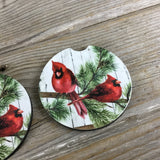 Male Cardinal Car Coasters Set of 2