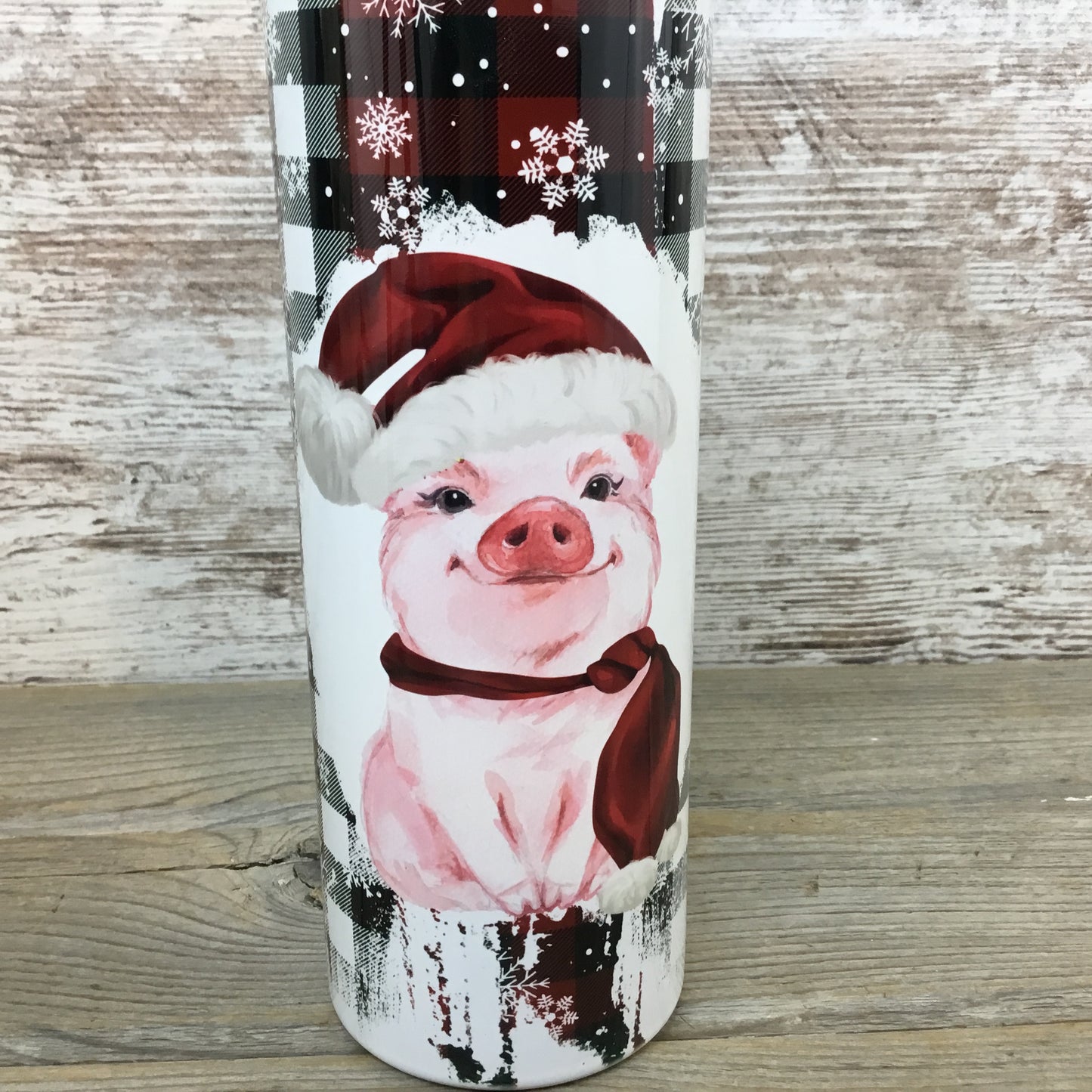 Pig Santa Christmas 20 oz Skinny Tumbler with Straw & Lid