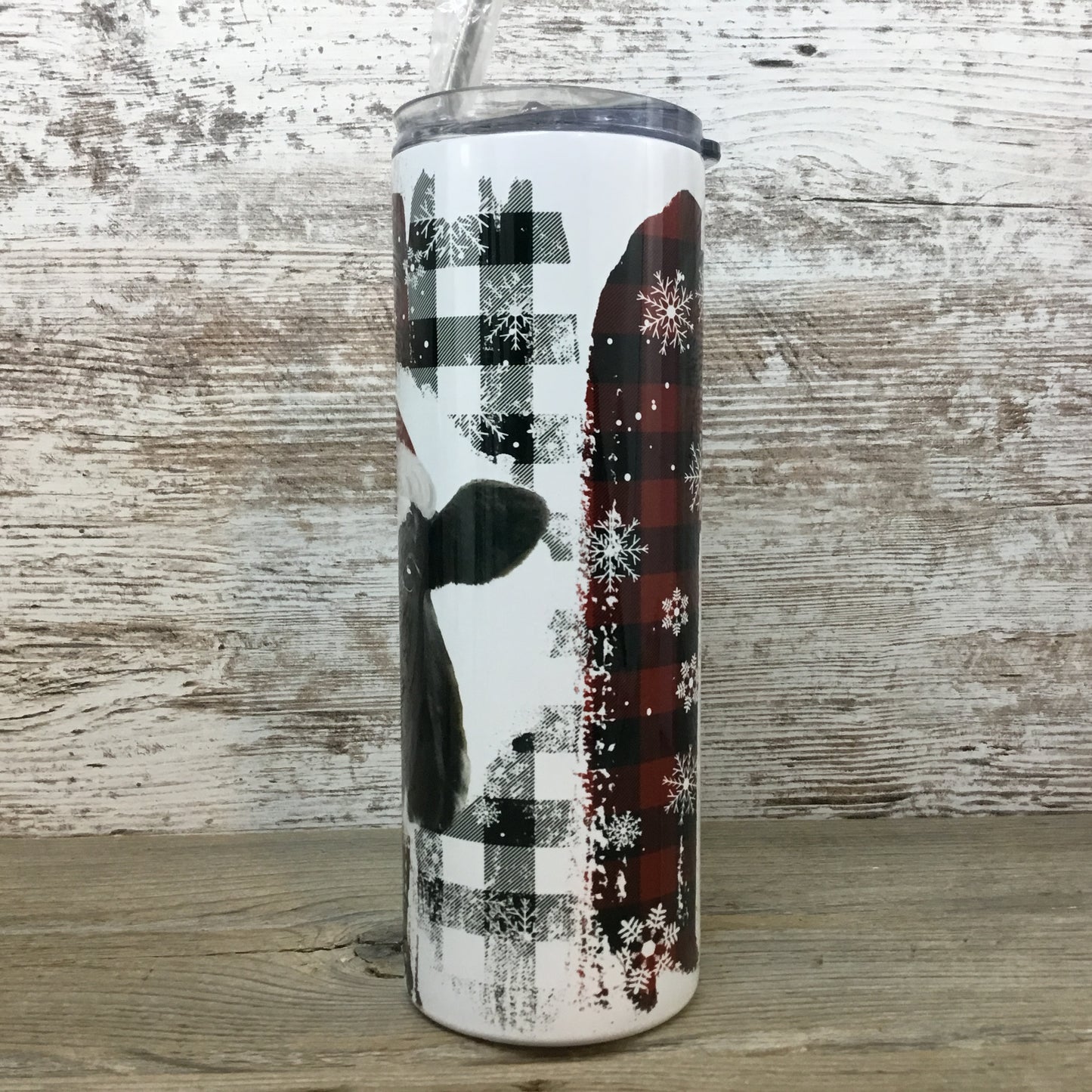 Cow Santa Christmas 20 oz Skinny Tumbler with Straw & Lid