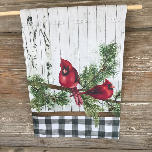 Male Cardinal Winter Garden Flag