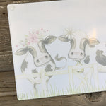 Holstein Cow Friends Glass Cutting Board