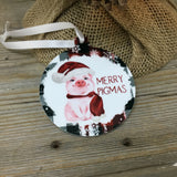 Santa Pig Christmas Ornament Double Sided