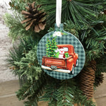 Red Truck Pig Christmas Ornament Double Sided