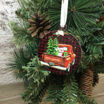 Red Truck Pig Christmas Ornament Double Sided