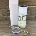 Holstein Cow Friends 20 oz Skinny Tumbler with Straw & Lid