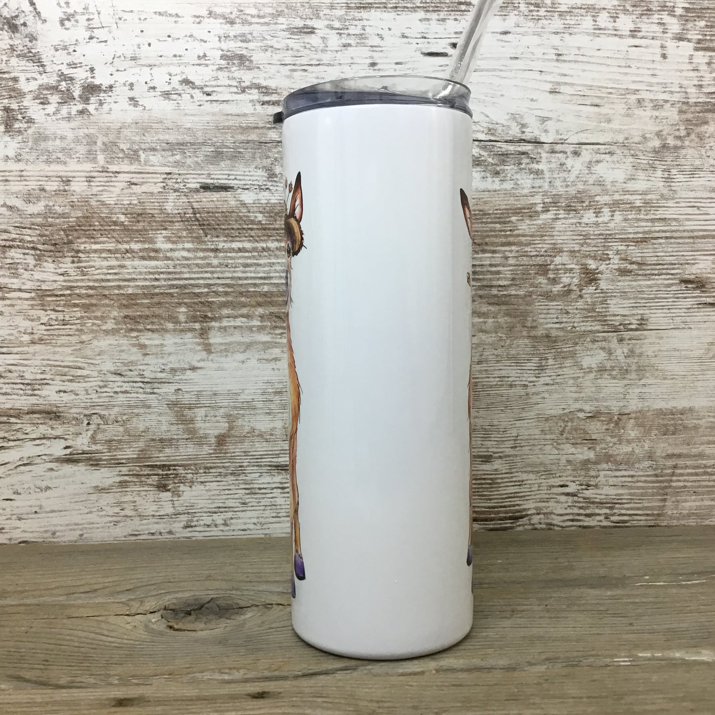 Watercolor Donkey 20 oz Skinny Tumbler with Straw & Lid