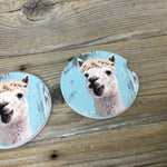 Alpaca Rustic Wood Coasters, Set of 2 Car Coasters
