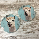 Alpaca Rustic Wood Coasters, Set of 2 Car Coasters