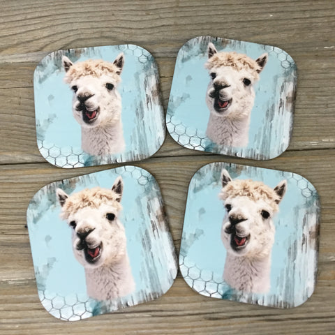 Alpaca Rustic Drink Coasters