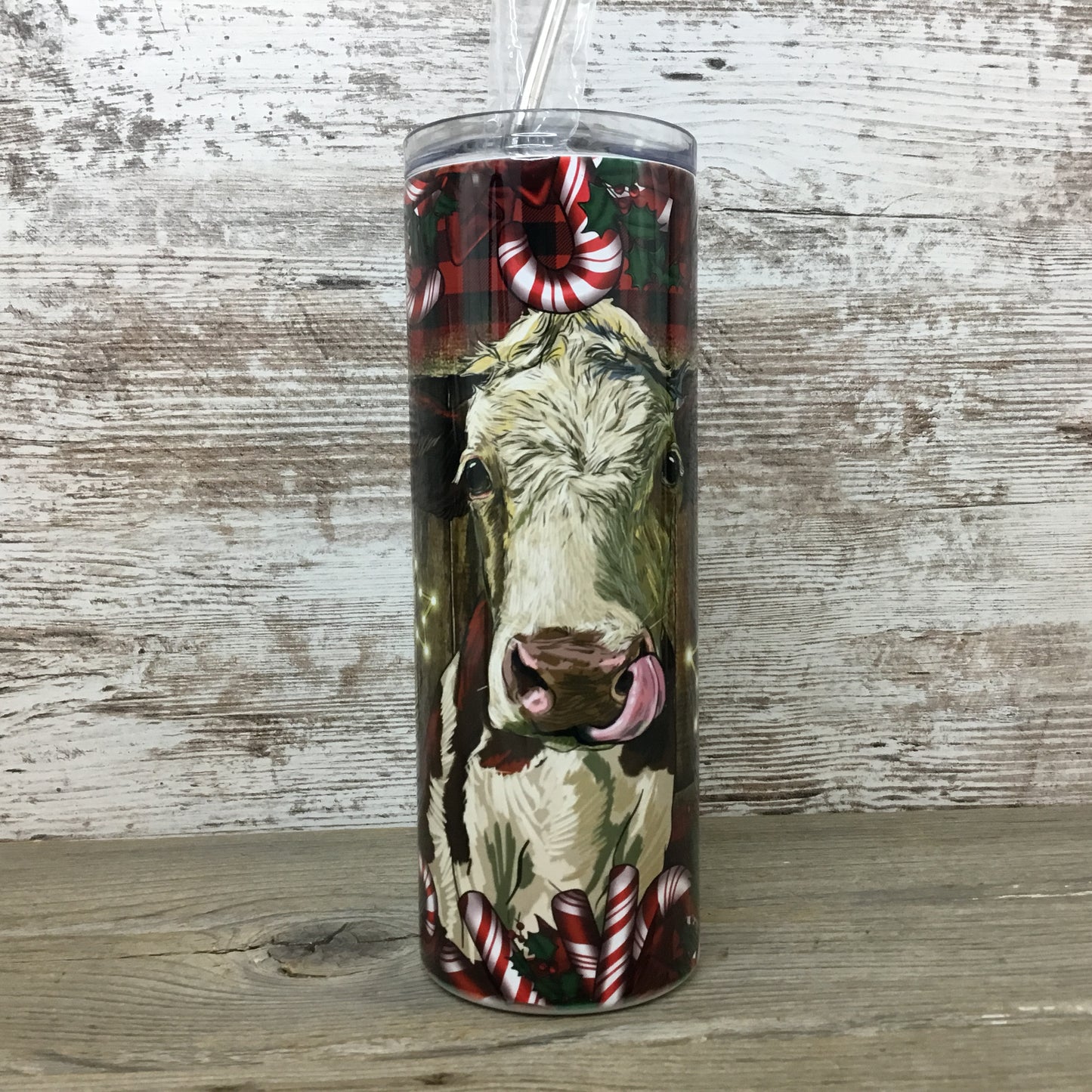 Christmas Hereford Cow 20 oz Skinny Tumbler 