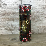 Christmas Cow 20 oz Skinny Tumbler with Straw & Lid - Candy Cane Design