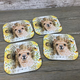Sunflower Alpaca Rustic Wood Hardboard Coasters, Set of 4