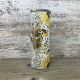 Sunflower Alpaca Rustic Wood 20 oz Skinny Tumbler with Straw & Lid