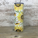 Sunflower Alpaca Rustic Wood 20 oz Skinny Tumbler with Straw & Lid