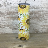 Sunflower Alpaca Rustic Wood 20 oz Skinny Tumbler with Straw & Lid