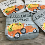 Farm Fresh Pumpkins Coasters Set of 4