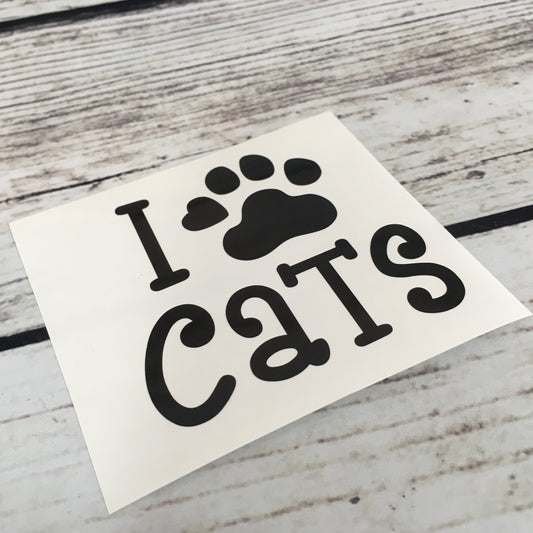 I love Cats Pawprint Decal