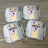 Watercolor Alpaca Hardboard Coasters