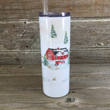 Winter on the Farm 20 oz Skinny Tumbler with Straw & Lid