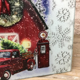 Red Truck Christmas on the Farm Alpaca Glass Cutting Board