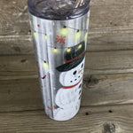 Rustic Let It Snow Snowman 20 oz Skinny Tumbler with Straw & Lid