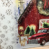 Red Truck Christmas on the Farm Alpaca Glass Cutting Board