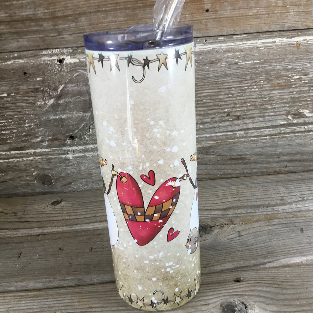 20oz Snowman Christmas Tumbler With Straw and Plastic Lid 