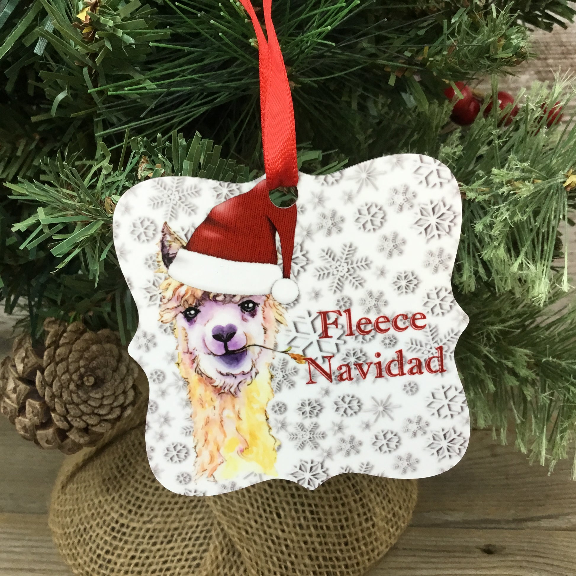 Fleece Navidad Alpaca Santa Christmas Ornament