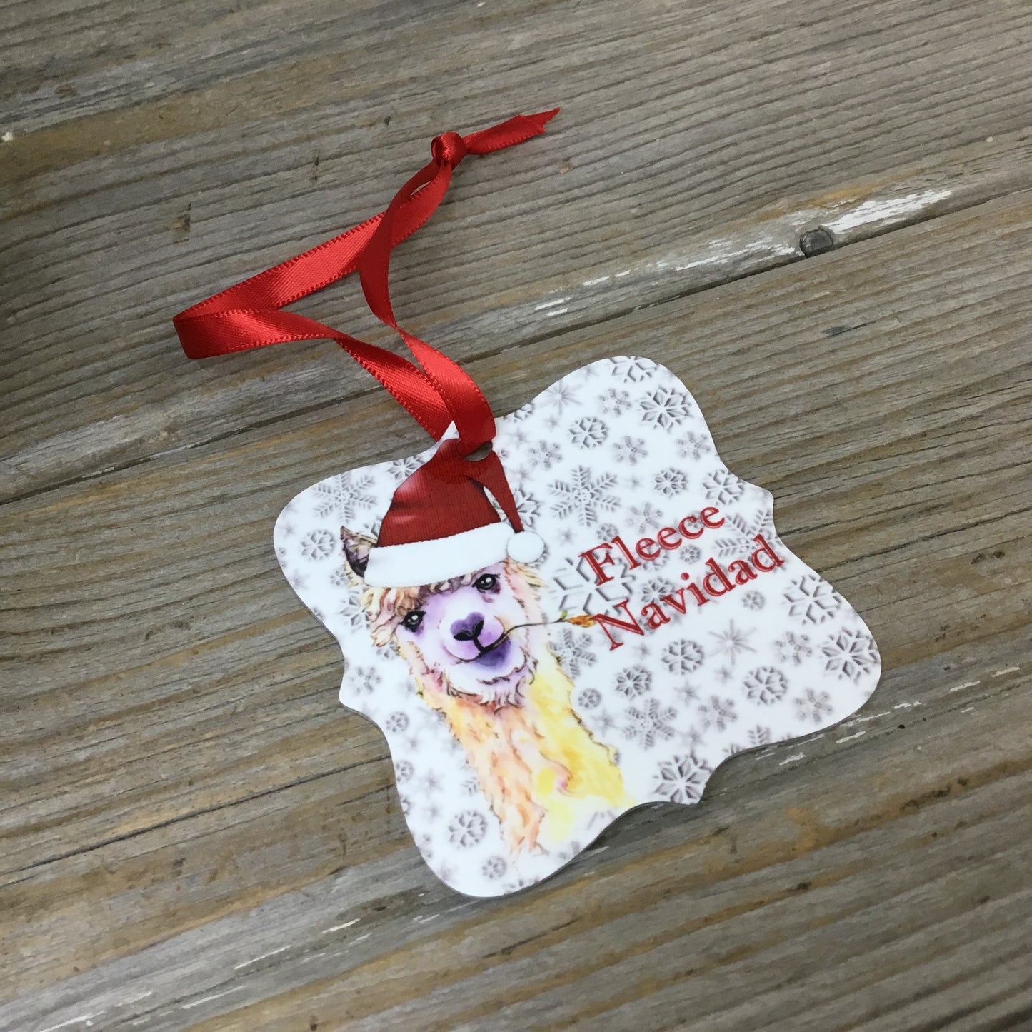 Fleece Navidad Alpaca Santa Christmas Ornament Double Sided