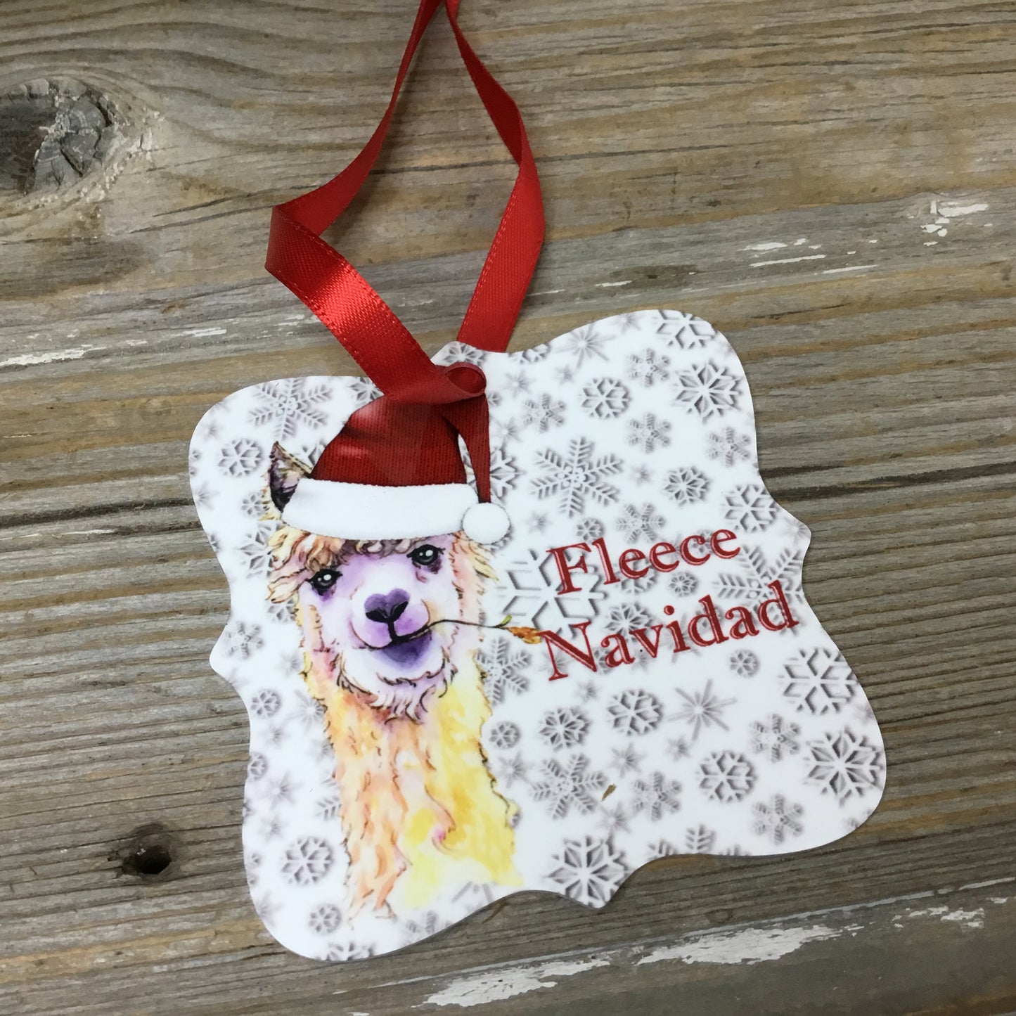 Fleece Navidad Alpaca Santa Christmas Ornament Double Sided