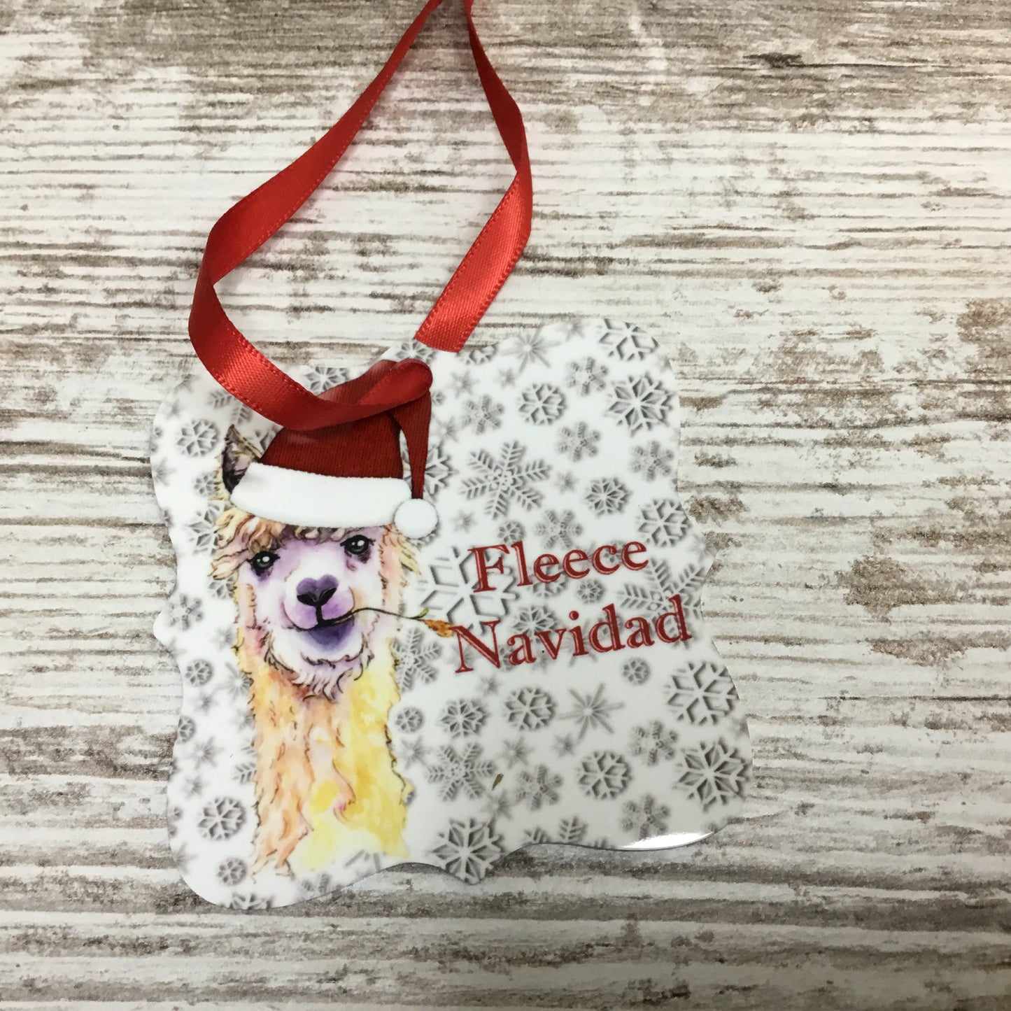 Fleece Navidad Alpaca Santa Christmas Ornament Double Sided