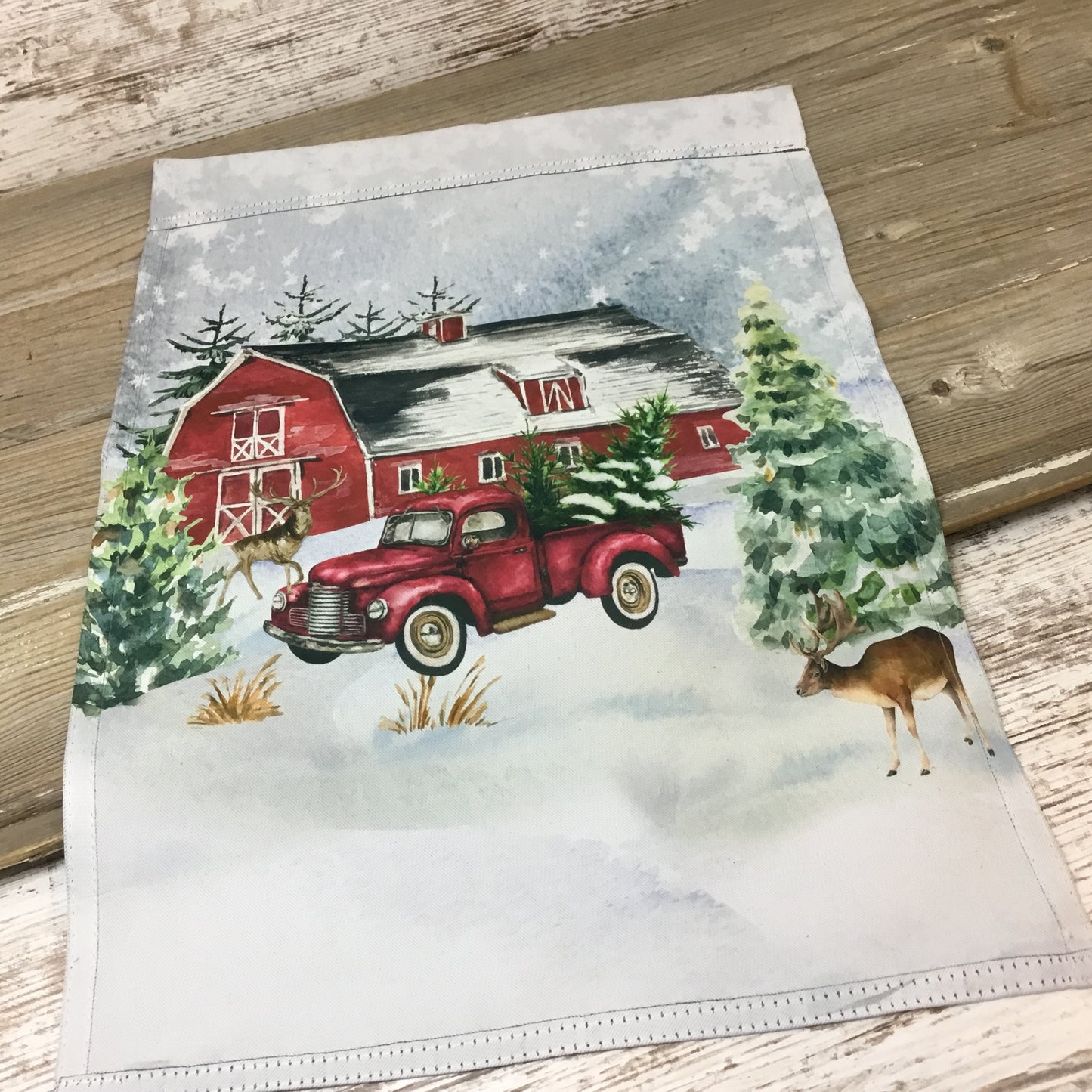 Red Truck Farm Winter Garden Flag