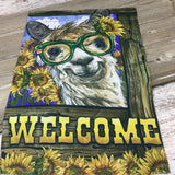 Welcome Alpaca with Glasses Garden Flag