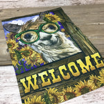 Welcome Alpaca with Glasses Garden Flag